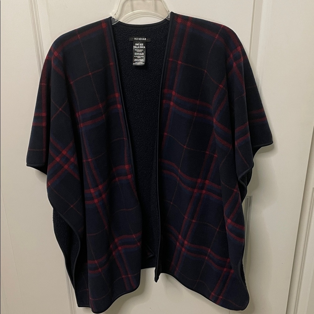 Ike Behar Blue/Red Plaid Cozy Wrap OS Warm